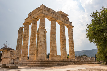 The Temple of Nemean Zeus in the ancient Nemea archeological site, Peloponnese, Greece