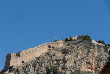 Fototapeta na wymiar Palamidi fortress in Nafplio, Peloponnese, Greece was built by the Venetians during their second occupation of the area.