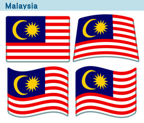 「マレーシアの国旗」4個の形のアイコンデザイン