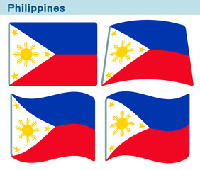 「フィリピンの国旗」4個の形のアイコンデザイン