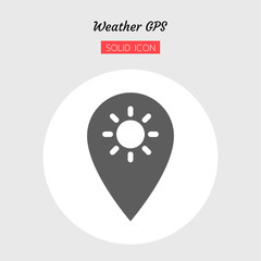 solid icon symbol, weather GPS, sun, location, pin, simple, Isolated flat silhouette vector design