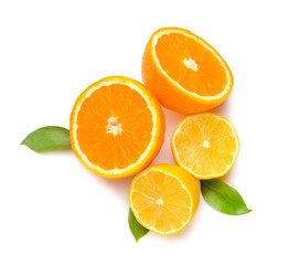 Fototapeta na wymiar Fresh citrus fruits on white background