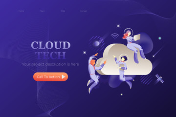Naklejka premium Cloud Tech Web Page Design Template