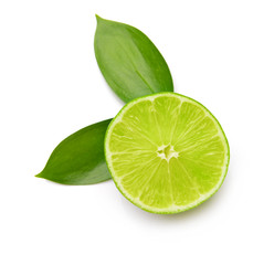 Piece of lime on white background