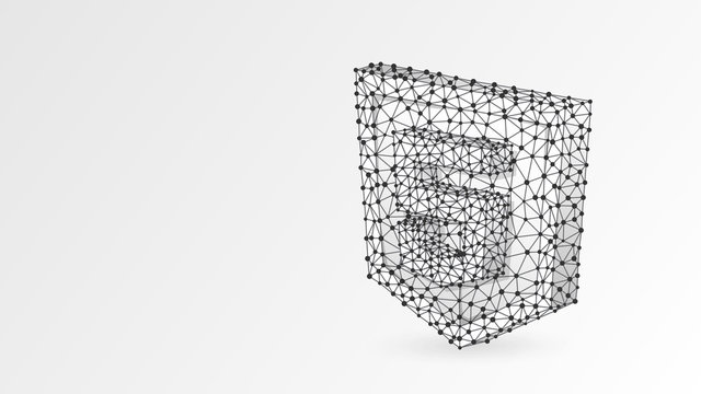 Hypertext Markup Language, html coding sign. Device, programming, developing concept. Abstract, digital, wireframe, low poly mesh, vector white origami 3d illustration. Triangle, line, dot