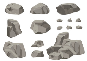Rock stone set cartoon.