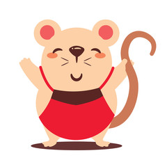 Cartoon cute rat greetings. Chinese New Year. Year of the rat. - Vector flat art