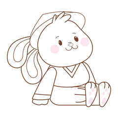 Mid autumn cute rabbit cartoon in black and white