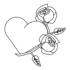 love heart romantic valentine cartoon in black and white