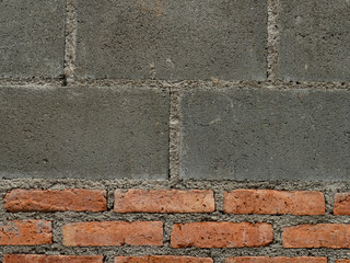 Concrete blocks and bricks wall