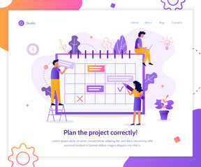 Plan the project correctly! Web banner design template. Flat vector illustration.