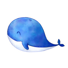 Cute watercolor whale illustration