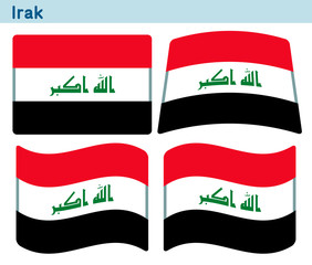 「イラクの国旗」4個の形のアイコンデザイン
