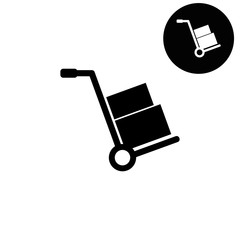 Hand truck  - white vector icon