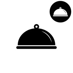 Food platter serving sign  - white vector icon