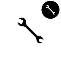 Wrench  - white vector icon