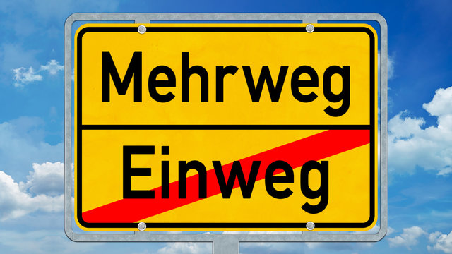 osg62 OrtsSchildGrafik osg - Ortsschild mit der Aufschrift: Mehrweg versus Einweg - 16zu9 g8399