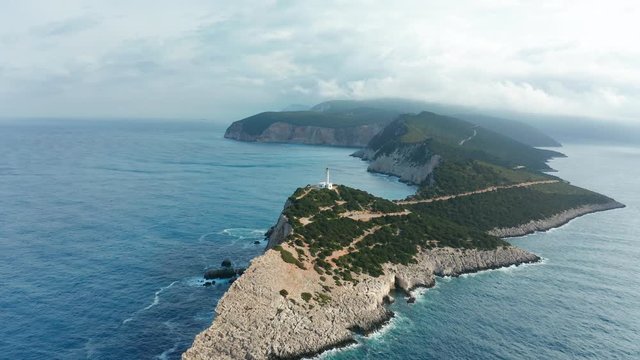 Aerial view of Cape of Ducato in Lefkada island- Greece