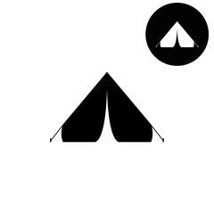 Fototapeta premium Tourist tent - white vector icon