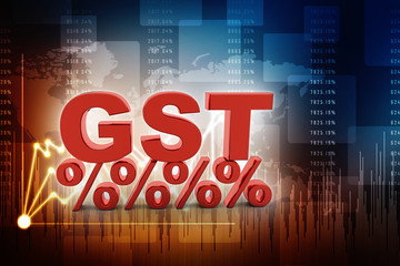 3d rendering GST Tax India with percentage