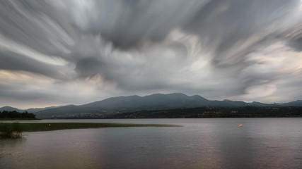 Dramatic cloudy sky over the lake of Varese