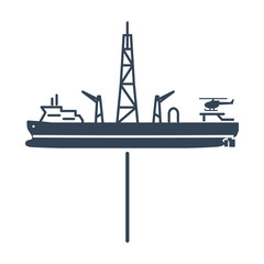 black icon drillship, gas and oil rig