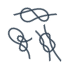 black icon nautical, sea, marine rope knots