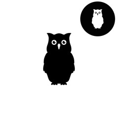 Owl -  white vector icon