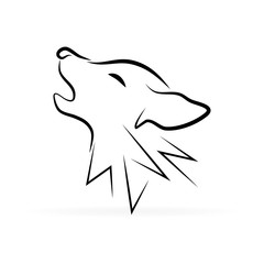 black wolf on white background