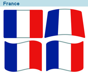 「フランスの国旗」4個の形のアイコンデザイン