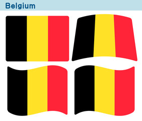 「ベルギーの国旗」4個の形のアイコンデザイン