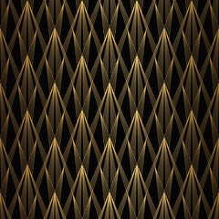Art Deco-patroon. Naadloze zwarte en gouden achtergrond