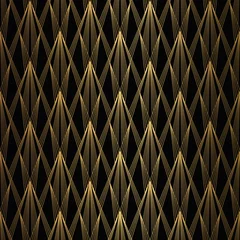Sierkussen Art Deco-patroon. Naadloze zwarte en gouden achtergrond © amovitania