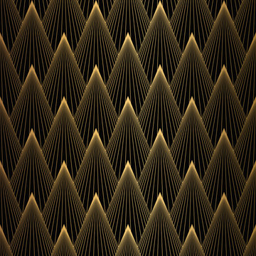 Art Deco Pattern. Seamless black and gold background