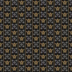 Dark vintage background wallpaper, textures with seamless patterns in retro style, vector illustration