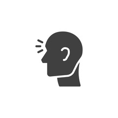 Head ache vector icon. filled flat sign for mobile concept and web design. Headache, pain glyph icon. Migraine symbol, logo illustration. Vector graphics