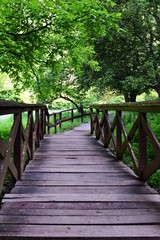 Naklejka na ściany i meble wooden bridge in the park
