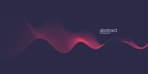 Vector abstract background with dynamic waves, line and particles. © aleksei_derin