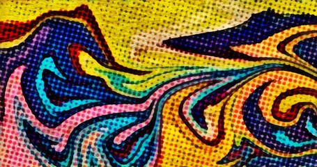 Abstract marble pop dots comics pattern. Colorful swirl background on old paper pattern. Multicolored texture artwork.