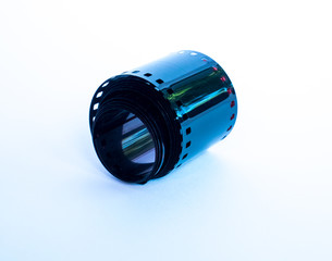 35mm photo film rolls. on white background