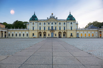 Beautiful architecture of the Branicki Palace in Bialystok at dusk, Poland.