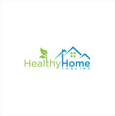 Healthy Home Logo Design. Home Leaf Logo Nature Organic Icon Template. Nature Real Estate Logo Design. Green House Home Leaf Logo Stock Vector .	