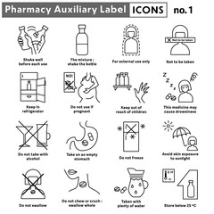Pharmacy auxiliary label line icons no.1
