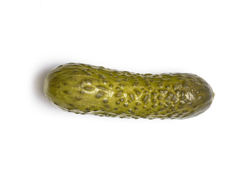 Pickled cucumber, salt cucumber isolated on white background, top view