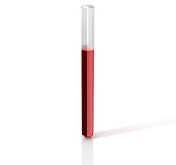 Laboratory test tube with blood. 3D Illustration.
