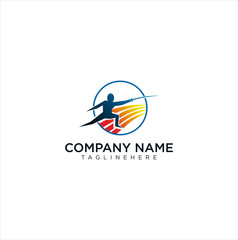 Athlete Fencing Logo Design Vector Stock Template Sport 
