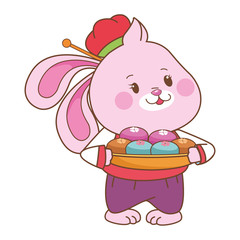 Mid autumn cute rabbit cartoon
