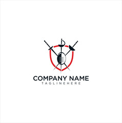 Shield Fencing Logo Design Vector Stock Template. Secure Guard Sport Fencing Logo Design