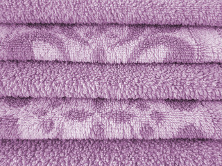    A towels stock. Macro. Pastel purple color.          