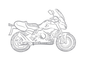 Fototapeta na wymiar Grey line motorbike on white